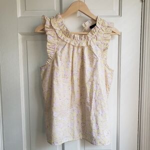 J. Crew Ruffled Sleeveless Blouse in Pastel Floral | NWT